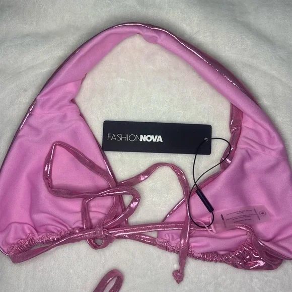 NWT! Fashion Nova Shimmering Pink Bikini - Picture 6 of 10